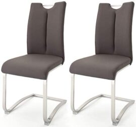 Robas Lund Chaises Salle à Manger Lot de 2 Chaises marron, Véritable cuir Chaise pied luge Chaise Salle à Manger, charge max. 140 kg, Chaise Artos