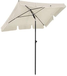 SONGMICS Parasol de Balcon rectangulaire 2 x 1,25 m, Protection UPF 50+, Ombrelle, Toile avec revêtement en PA, Sac de Transport, terrasse, Jardin, sans Socle, Beige GPU025M01