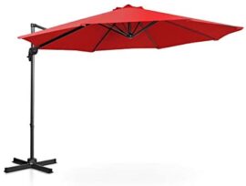 Uniprodo Parasol De Jardin Protection Solaire UNI_Umbrella_2R300RE (Rouge, Rond, Rotatif, Acier, Polyester, Ø 300 cm, Filtre UV)