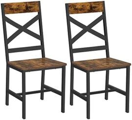 VASAGLE Chaises de Salle à Manger, Lot de 2, Sièges de Cuisine, Cadre en Acier, Ergonomique, Style Industriel, pour Salon, Cuisine, Marron Rustique et Noir LDC094B01 VASAGLE Chaises de Salle à Manger, Lot de 2, Sièges de Cuisine, Cadre en Acier, Ergonomique, Style Industriel, pour Salon, Cuisine, Marron Rustique et Noir LDC094B01