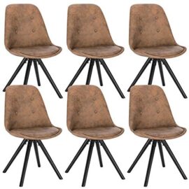 WOLTU BH268dbr-6,6 X Chaises de Cuisine chaises de Salle à Manger en Tissu Scientifique et Bois Massif,chaises de Loisirs chaises de Salon Brun Foncé