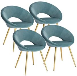 WOLTU Chaises de Salle à Manger Lot de 4 rembourrées en Velours,Chaise de Salle de séjour Turquoise BH230ts-4 WOLTU Chaises de Salle à Manger Lot de 4 rembourrées en Velours,Chaise de Salle de séjour Turquoise BH230ts-4