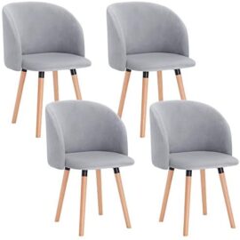 WOLTU Lot de 4 Chaise de Cuisine en Velours Fauteuil de Repas Salle à Manger, Gris, BH121gr-4 WOLTU Lot de 4 Chaise de Cuisine en Velours Fauteuil de Repas Salle à Manger, Gris, BH121gr-4