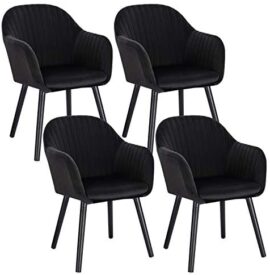 WOLTU Lot de 4 Chaises de Salle à Manger Chaise de Loisirs en Velours et Bois Massif,Chaises de réception Noir BH259sz-4 WOLTU Lot de 4 Chaises de Salle à Manger Chaise de Loisirs en Velours et Bois Massif,Chaises de réception Noir BH259sz-4