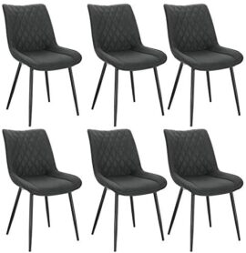 WOLTU Lot de 6 Chaises de Salle à Manger Chaises de Repas rembourrée en Tissu Scientifique piétement en métal,Chaise de Salon Anthracite BH248an-6