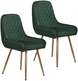 Wolmics Chaises de Salle à Manger Chaise Scandinave Velours Lot de 2 avec accoudoirs,Chaise Fauteuil Chaise Cuisine avec Pieds doré en Métal,Vert Foncé Wolmics Chaises de Salle à Manger Chaise Scandinave Velours Lot de 2 avec accoudoirs,Chaise Fauteuil Chaise Cuisine avec Pieds doré en Métal,Vert Foncé