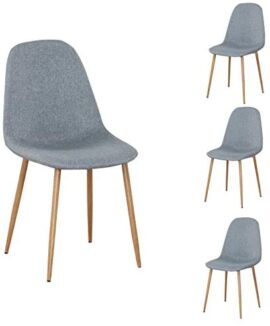 ZMALL Lot de 4 chaises de salle à manger avec coussin en tissu capitonné avec pieds en métal robustes pour la maison, la cuisine, le salon (gris)