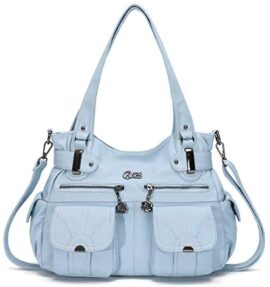 KL928 sacs à main femmes sac à bandoulière PU cuir souple dames sacs à main sac à bandoulière sacs à main pour femmes (Baby blue)