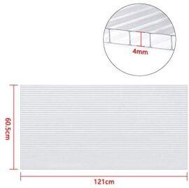 HENGMEI Lot de 14 plaques alvéolaires en Polycarbonate 4 mm 60,5 x 121cm Résistant aux UV, 10,25 m² Transparent Feuille Double Paroi pour Serre de Jardin, Serre HENGMEI Lot de 14 plaques alvéolaires en Polycarbonate 4 mm 60,5 x 121cm Résistant aux UV, 10,25 m² Transparent Feuille Double Paroi pour Serre de Jardin, Serre 2