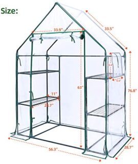 Serre de Jardin avec housse en PVC épaissir Tente abri fenêtres d’observation Nouvelle version, petite entrée 3 niveaux 6 étagères Serre pour semis, fleurs, culture de plantes, 195x143x73cm Serre de Jardin avec housse en PVC épaissir Tente abri fenêtres d’observation Nouvelle version, petite entrée 3 niveaux 6 étagères Serre pour semis, fleurs, culture de plantes, 195x143x73cm 8