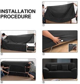 HALOVIE Housse de Canapé Extensible Protection du Sofa Universelle Revêtement de Canapé avec Taie d’oreiller Housse de Fauteuil Confortable dans Le Salon Chambre Maison Noir- 2 Places (145-185CM) HALOVIE Housse de Canapé Extensible Protection du Sofa Universelle Revêtement de Canapé avec Taie d’oreiller Housse de Fauteuil Confortable dans Le Salon Chambre Maison Noir- 2 Places (145-185CM) 7