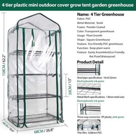 Dawoo Mini Serre de Jardin,Petite étagère de Serre, 4 serres de Jardin Portables à étagères Extérieures et Intérieures,68 cm (L) x 48 cm (L) x 158 cm (H) (4 Niveaux) Dawoo Mini Serre de Jardin,Petite étagère de Serre, 4 serres de Jardin Portables à étagères Extérieures et Intérieures,68 cm (L) x 48 cm (L) x 158 cm (H) (4 Niveaux) 2