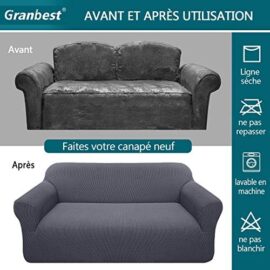 Granbest Housse de Canapé Extensible Jacquard 1 Pièce Housse Canapé 3 Places avec Accoudoirs Revêtement de Canapé (3 Places, Gris) Granbest Housse de Canapé Extensible Jacquard 1 Pièce Housse Canapé 3 Places avec Accoudoirs Revêtement de Canapé (3 Places, Gris) 5