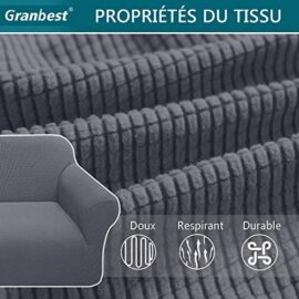 Granbest Housse de Canapé Extensible Jacquard 1 Pièce Housse Canapé 3 Places avec Accoudoirs Revêtement de Canapé (3 Places, Gris) Granbest Housse de Canapé Extensible Jacquard 1 Pièce Housse Canapé 3 Places avec Accoudoirs Revêtement de Canapé (3 Places, Gris) 4