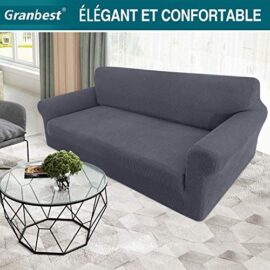 Granbest Housse de Canapé Extensible Jacquard 1 Pièce Housse Canapé 3 Places avec Accoudoirs Revêtement de Canapé (3 Places, Gris) Granbest Housse de Canapé Extensible Jacquard 1 Pièce Housse Canapé 3 Places avec Accoudoirs Revêtement de Canapé (3 Places, Gris) 2