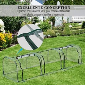 HOMCOM Serre de Jardin Tunnel Serre à tomates 3,5L x 1l x 0,8H m 3 Portes zippées bâche PVC Transparent métal époxy Vert HOMCOM Serre de Jardin Tunnel Serre à tomates 3,5L x 1l x 0,8H m 3 Portes zippées bâche PVC Transparent métal époxy Vert 5