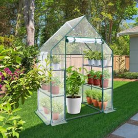 Serre de Jardin avec housse en PVC épaissir Tente abri fenêtres d’observation Nouvelle version, petite entrée 3 niveaux 6 étagères Serre pour semis, fleurs, culture de plantes, 195x143x73cm Serre de Jardin avec housse en PVC épaissir Tente abri fenêtres d’observation Nouvelle version, petite entrée 3 niveaux 6 étagères Serre pour semis, fleurs, culture de plantes, 195x143x73cm 2