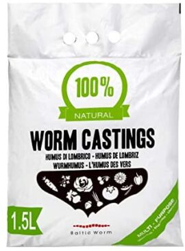 Baltic Worm L’Humus de vers 1,5 Liter - Engrais Universels Vermicompost Organique Pur - Terreau Naturel pour la Construction et L'amélioration des Plantes