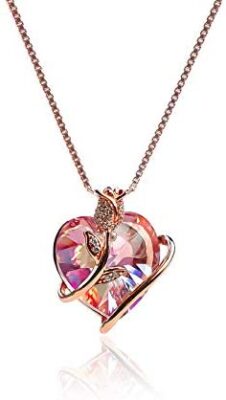 Collier Femme Coeur"Amour de l'éternité" Cristaux De Autriche Bijoux Argent Femme, Cadeau Saint Valentin Femme Original Anniversaire