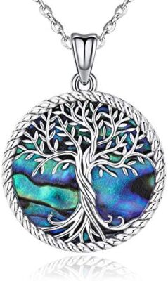 Collier arbre de vie en argent sterling 925 avec pendentif arbre de vie en coquille d'ormeau, bijou personnalisé en argent pour femme, cadeau spécial pour maman/petite amie/épouse