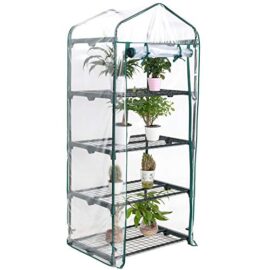 Dawoo Mini Serre de Jardin,Petite étagère de Serre, 4 serres de Jardin Portables à étagères Extérieures et Intérieures,68 cm (L) x 48 cm (L) x 158 cm (H) (4 Niveaux)