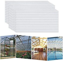 HENGMEI Lot de 14 plaques alvéolaires en Polycarbonate 4 mm 60,5 x 121cm Résistant aux UV, 10,25 m² Transparent Feuille Double Paroi pour Serre de Jardin, Serre HENGMEI Lot de 14 plaques alvéolaires en Polycarbonate 4 mm 60,5 x 121cm Résistant aux UV, 10,25 m² Transparent Feuille Double Paroi pour Serre de Jardin, Serre