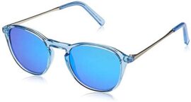 HIKARO Lunettes de Soleil Polarisées Femme Fille Ronde Retro Bleu Miroir Vintage Transparente Sport Peche Cyclisme Ski TAC Cat 3 Verres Cadeau Marque Accessoire Unisexe