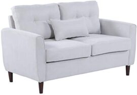 HOMCOM Canapé 2 Places Grand Confort dim. 140L x 78l x 83H cm Coussin déco. Inclus Pieds Bois Massif Eucalyptus Tissu Lin Gris Clair HOMCOM Canapé 2 Places Grand Confort dim. 140L x 78l x 83H cm Coussin déco. Inclus Pieds Bois Massif Eucalyptus Tissu Lin Gris Clair