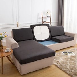 NIBESSER Housse de Coussin Extensible de Canapé Housse de Siège de Canapé Lavable Housse Coussin d'Assise pour Canapé Grand Taille Amovible Antipoussière (Gris Fonce，3 Places)