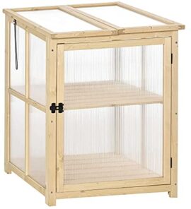 Outsunny Mini Serre de Jardin 2 Niveaux dim. 62L x 63l x 82H cm Porte et Panneau Toit ouvrant Bois Sapin traité Polycarbonate Outsunny Mini Serre de Jardin 2 Niveaux dim. 62L x 63l x 82H cm Porte et Panneau Toit ouvrant Bois Sapin traité Polycarbonate