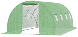 Outsunny Serre de Jardin Tunnel 18 m² dim. 6L x 3l x 2H m – 8 fenêtres, Porte zippée Enroulable – châssis Tubulaire Acier galvanisé, bâche PE Haute densité Vert Outsunny Serre de Jardin Tunnel 18 m² dim. 6L x 3l x 2H m – 8 fenêtres, Porte zippée Enroulable – châssis Tubulaire Acier galvanisé, bâche PE Haute densité Vert