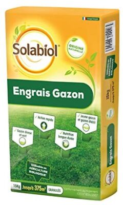 SOLABIOL Engrais gazon organique - Sac de 15 kg pour 375 m² de gazon - Utilisable en Agriculture Biologique