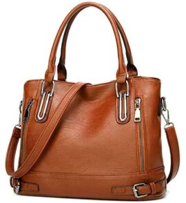 Sac à Main bandouliere en Cuir PU pour Femme Messenger Hobo Sac Fourre Tout Grande capacité pour Le Travail Shopping Party Voyage-Brun