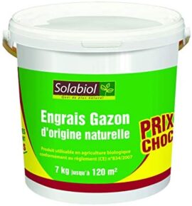 Solabiol SOGAZ7 Engrais Gazon Origine Naturelle | 7Kg 116m² | Utilisable en Agriculture Biologique, Puissant