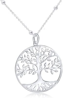 WANDA PLATA Argent 925 Collier Arbre de Vie pour Femme Pendentif avec chaîne dans une boîte cadeau (40 + 5 cm)