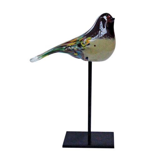 Oiseau en verre sur pied