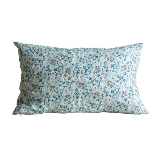 Housse de coussin en lin bleu ciel 40x65 cm