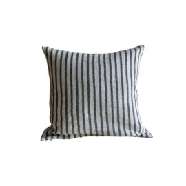 Housse de coussin en lin rayée noir et blanc 40×40 cm Housse de coussin en lin rayée noir et blanc 40×40 cm