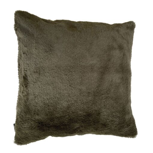 Housse de coussin en fausse fourrure kaki 45x45 cm