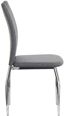 IDIMEX Lot de 4 chaises de Salle à Manger Apollo piètement en métal chromé revêtement en Tissu Gris IDIMEX Lot de 4 chaises de Salle à Manger Apollo piètement en métal chromé revêtement en Tissu Gris 3