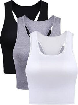 3 Pièces Racerback Débardeur Basique sans Manches en Coton pour Femmes Crop Tank Top de Sport pour Tenue Quotidienne de Femmes Filles 3 Pièces Racerback Débardeur Basique sans Manches en Coton pour Femmes Crop Tank Top de Sport pour Tenue Quotidienne de Femmes Filles