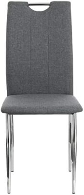 IDIMEX Lot de 4 chaises de Salle à Manger Apollo piètement en métal chromé revêtement en Tissu Gris IDIMEX Lot de 4 chaises de Salle à Manger Apollo piètement en métal chromé revêtement en Tissu Gris 4