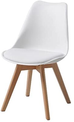 Albatros Chaises de Salle à Manger AARHUS, Lot de 4, Blanc avec Pieds en Bois Massif, Hêtre, Design Rétro Scandinave Albatros Chaises de Salle à Manger AARHUS, Lot de 4, Blanc avec Pieds en Bois Massif, Hêtre, Design Rétro Scandinave 2