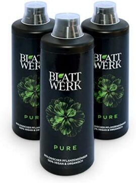 3x 1 litre BLATTWERK Engrais universel organique pur, végétalien et NPK organique. Engrais naturel liquide à base d'herbe pour le gazon, les fruits/légumes, les plantes de balcon/jardin