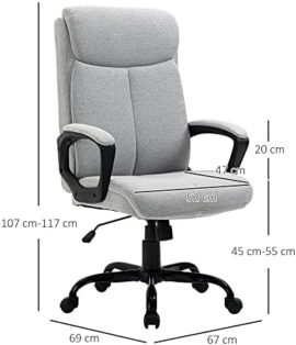 Vinsetto fauteuil de bureau manager réglable pivotant fonction bascule verrouillable lin gris clair Vinsetto fauteuil de bureau manager réglable pivotant fonction bascule verrouillable lin gris clair 3