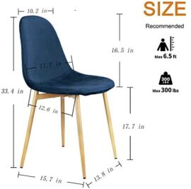 Lot de 4 chaises de salle à manger modernes en velours avec tube en métal – Bleu Lot de 4 chaises de salle à manger modernes en velours avec tube en métal – Bleu 6