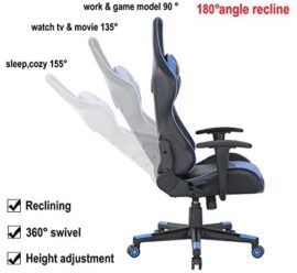 JIASEN Fauteuil de bureau racing au design ergonomique avec dossier haut, accoudoirs, hauteur réglable et soutien lombaire, parfait pour un bureau, une vidéoconférence JIASEN Fauteuil de bureau racing au design ergonomique avec dossier haut, accoudoirs, hauteur réglable et soutien lombaire, parfait pour un bureau, une vidéoconférence 6