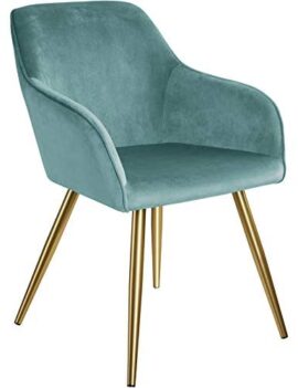 TecTake 800861 Lot de 2 Chaises de Salle à Manger Effet Velours Scandinave Pieds en Acier Dorés Élégant avec Accoudoirs – Diverses Couleurs (Turquoise) TecTake 800861 Lot de 2 Chaises de Salle à Manger Effet Velours Scandinave Pieds en Acier Dorés Élégant avec Accoudoirs – Diverses Couleurs (Turquoise) 4