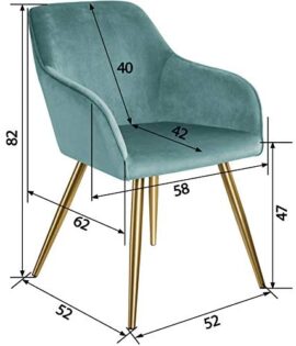 TecTake 800861 Lot de 2 Chaises de Salle à Manger Effet Velours Scandinave Pieds en Acier Dorés Élégant avec Accoudoirs – Diverses Couleurs (Turquoise) TecTake 800861 Lot de 2 Chaises de Salle à Manger Effet Velours Scandinave Pieds en Acier Dorés Élégant avec Accoudoirs – Diverses Couleurs (Turquoise) 6