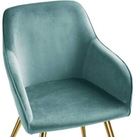 TecTake 800861 Lot de 2 Chaises de Salle à Manger Effet Velours Scandinave Pieds en Acier Dorés Élégant avec Accoudoirs – Diverses Couleurs (Turquoise) TecTake 800861 Lot de 2 Chaises de Salle à Manger Effet Velours Scandinave Pieds en Acier Dorés Élégant avec Accoudoirs – Diverses Couleurs (Turquoise) 8